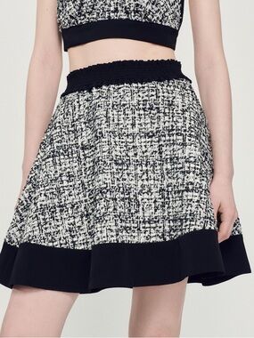 Sandro Paris Molina Black & White Tweed skater skirt size 34 FR/ 2 US sparkle